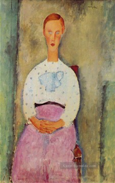 Amedeo Modigliani Werke - Mädchen mit einer gepunkteten Bluse 1919 Amedeo Modigliani